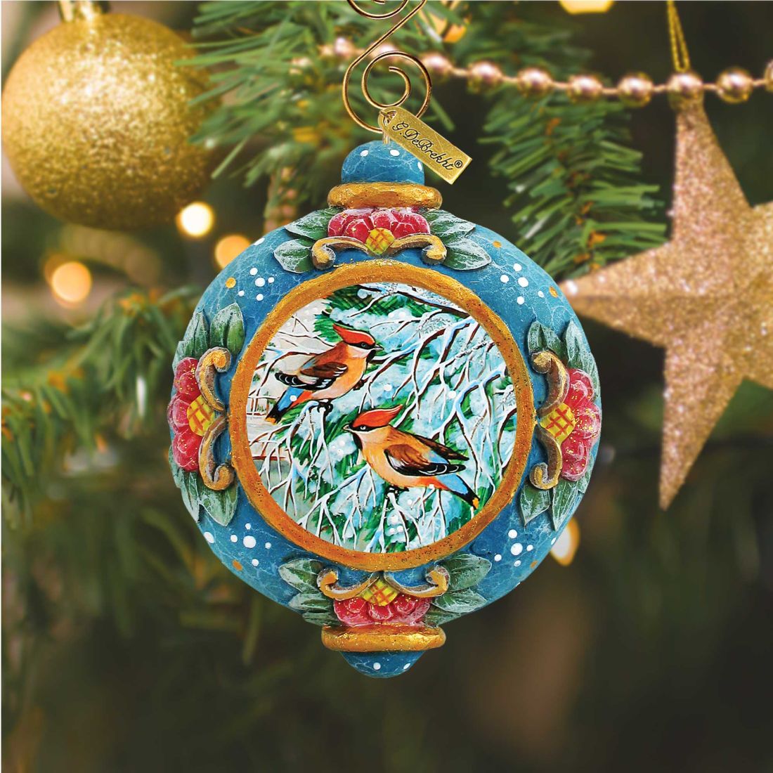 Cardinal Companions Sculpted Hand-Painted Christmas Ornament by G. DeBrekht - Wildlife Holiday Decor - 6102418
