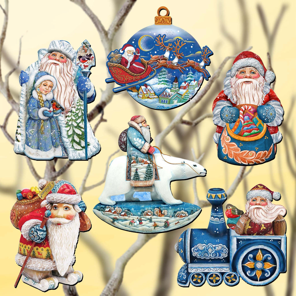 Up-Up and Away Clip-On Eco Wood Decorative Ornaments Set of 6 by G. Debrekht - Christmas Decor - 8090132C-S6