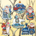 Up-Up and Away Clip-On Eco Wood Decorative Ornaments Set of 6 by G. Debrekht - Christmas Decor - 8090132C-S6