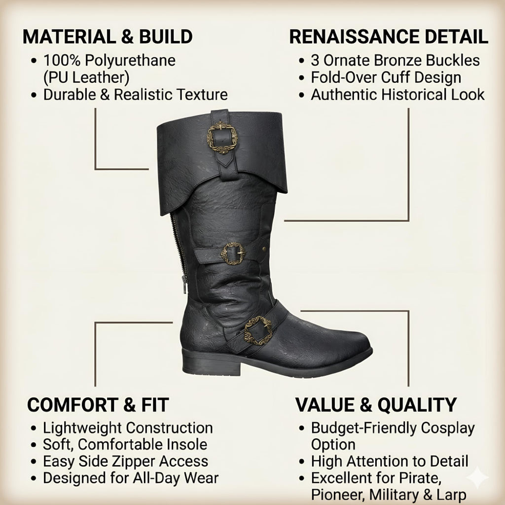 Caribbean Pirate Halloween Cosplay Unisex Costume Boots