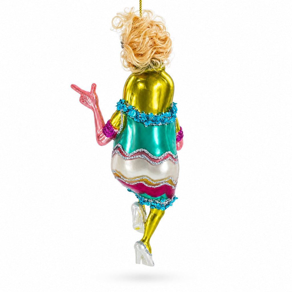 Funky Disco Dancing Frog Glass Christmas Ornament