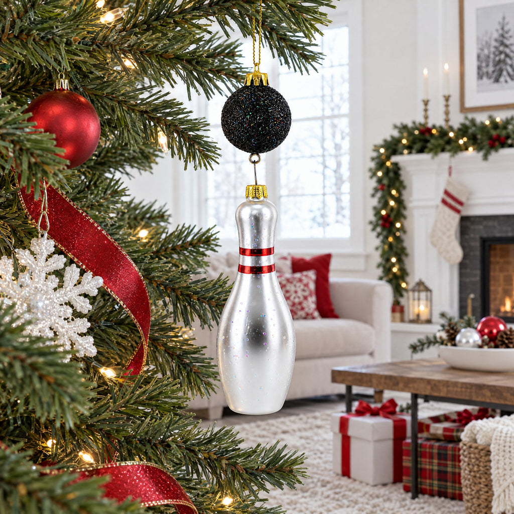 Striking Bowling Ball Glass Christmas Ornament