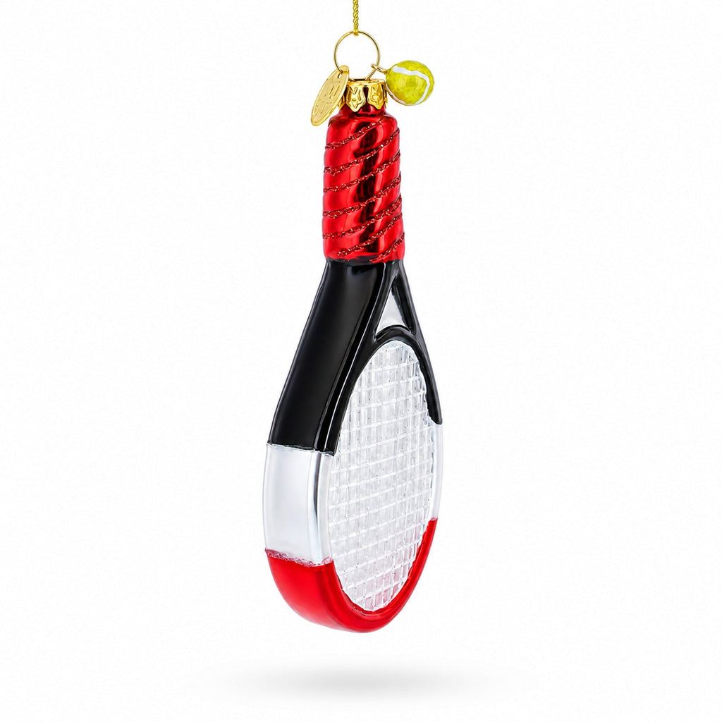 Tennis Racket Glass Christmas Ornament