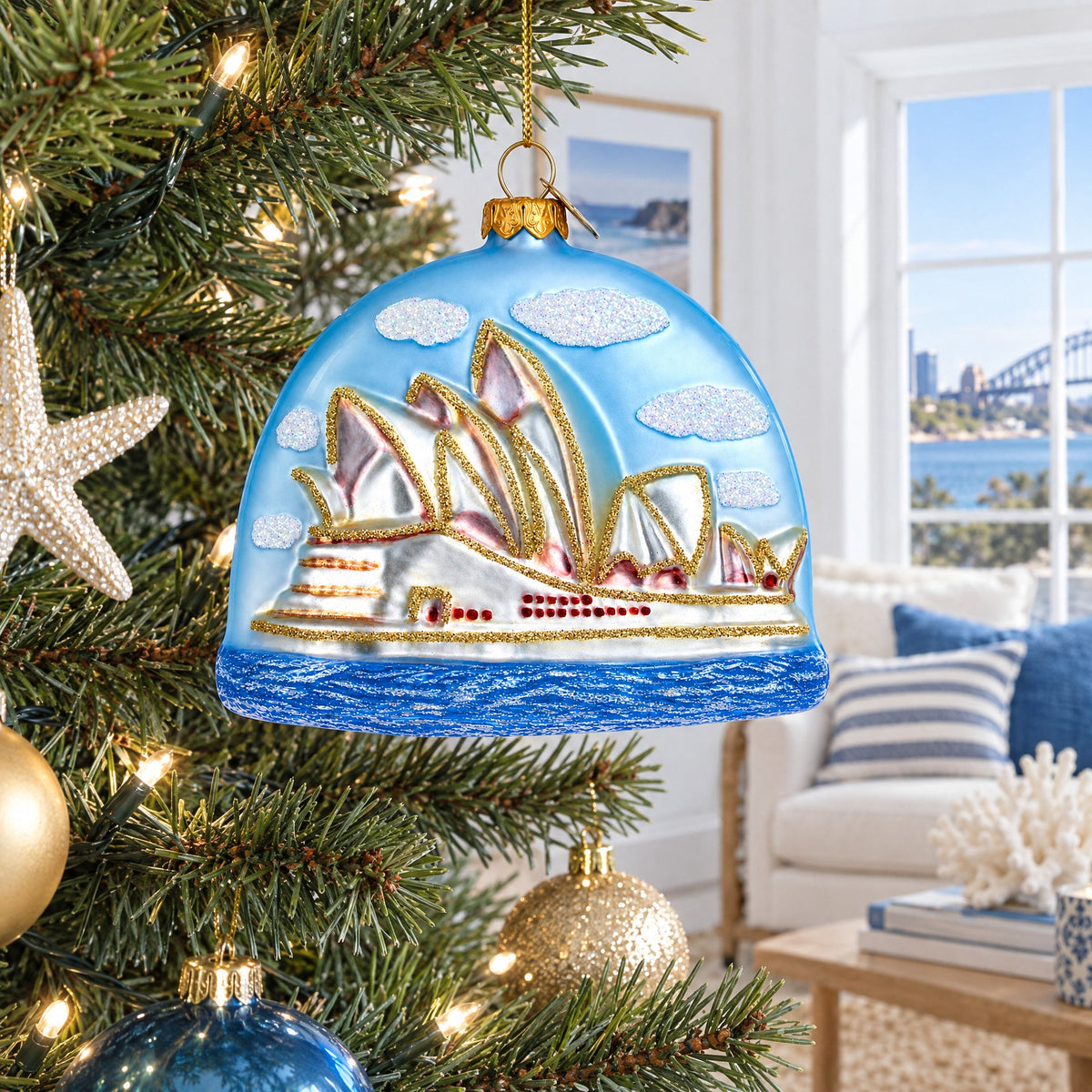 Sydney Opera House Glass Christmas Ornament