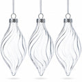 Set of 3 Clear Glass Swirl Christmas Ornaments 5.8 Inches