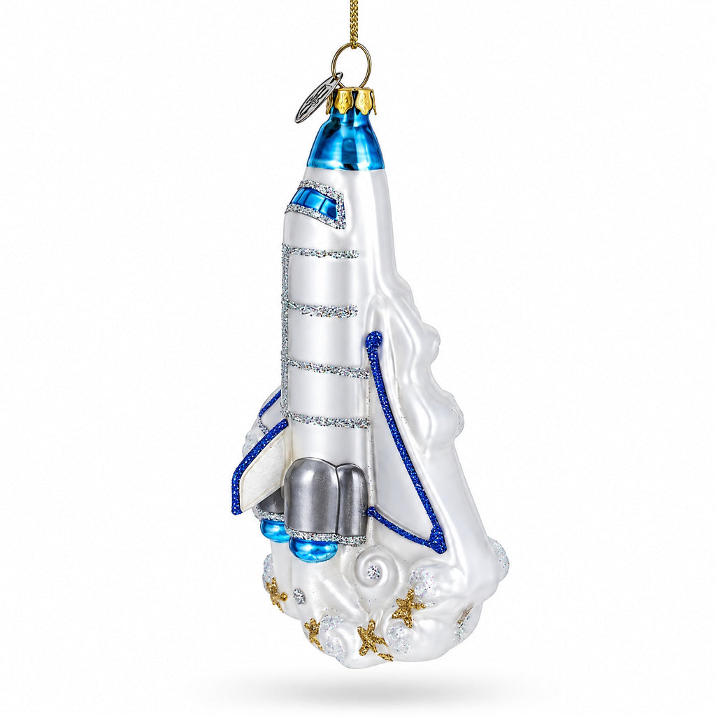Space Shuttle Take-off Glass Christmas Ornament