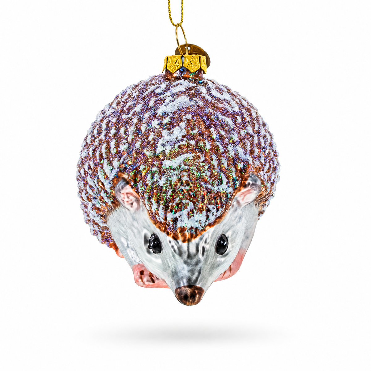 Sparkling Hedgehog Glass Christmas Ornament