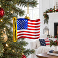 Waving Flag of USA Glass Christmas Ornament