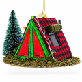 Shelter in the Woods Glass Christmas Ornament