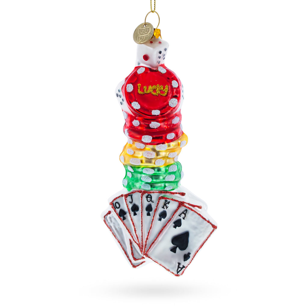 Lucky Casino Glass Christmas Ornament