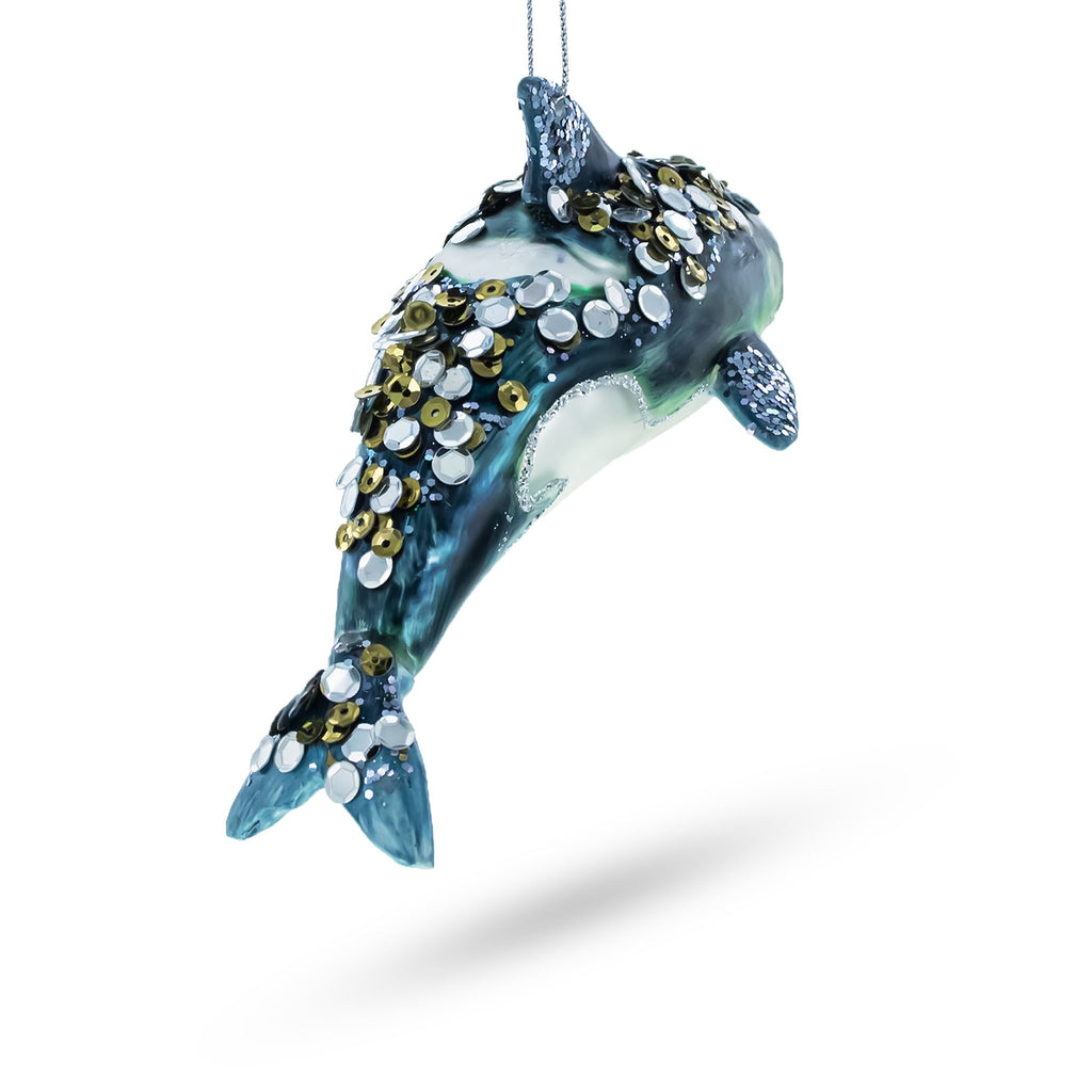 Orca Whale Glass Christmas Ornament
