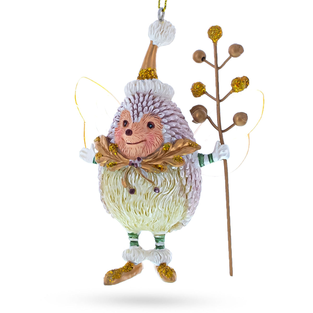 Hedgehog Fairy Glass Christmas Ornament