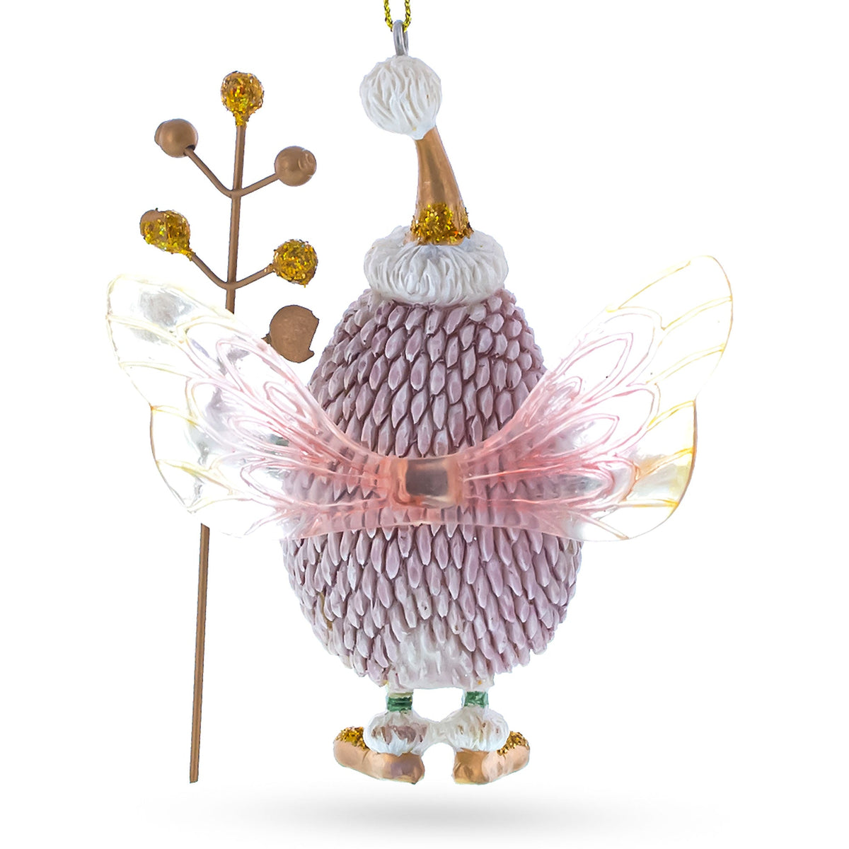 Hedgehog Fairy Glass Christmas Ornament