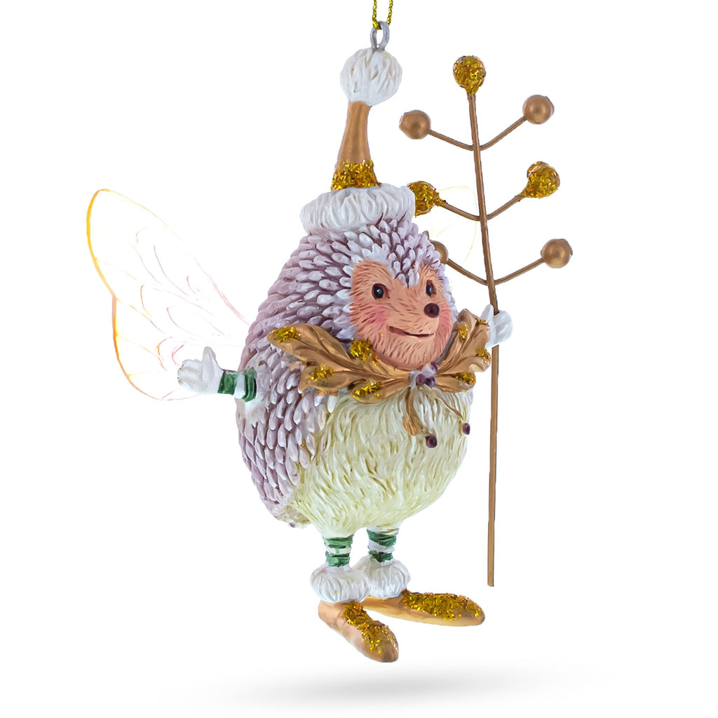 Hedgehog Fairy Glass Christmas Ornament