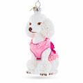 Poodle in Pink Costume Glass Christmas Ornament
