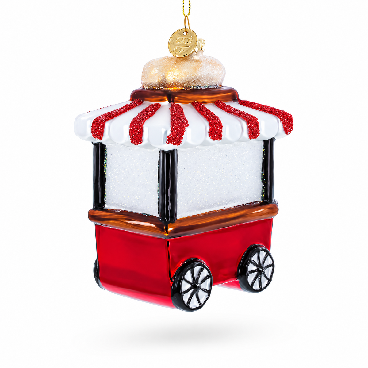 Hot Dog Cart Glass Christmas Ornament