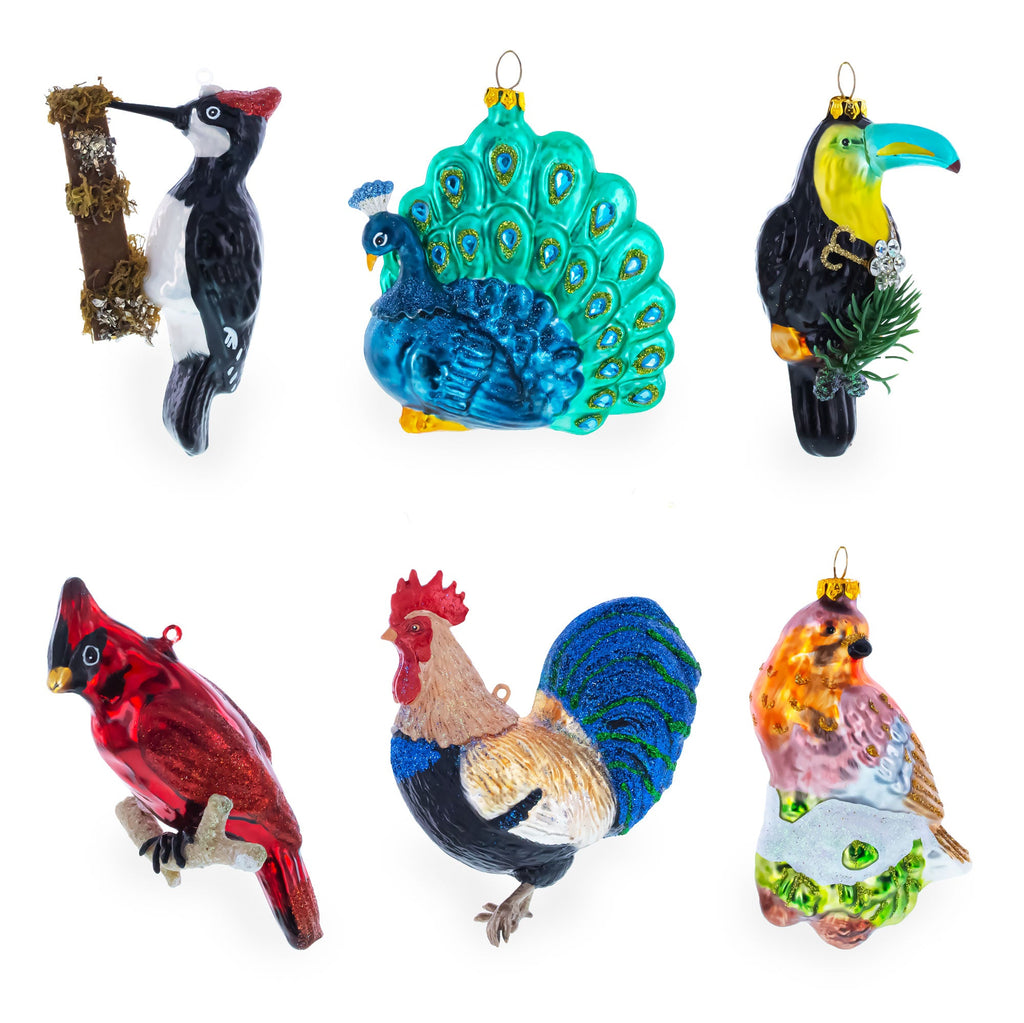 Wise Owl on Branch Glass Christmas Ornament