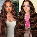 Lace Frontal Human Hair Wig Brown Body Wave Density