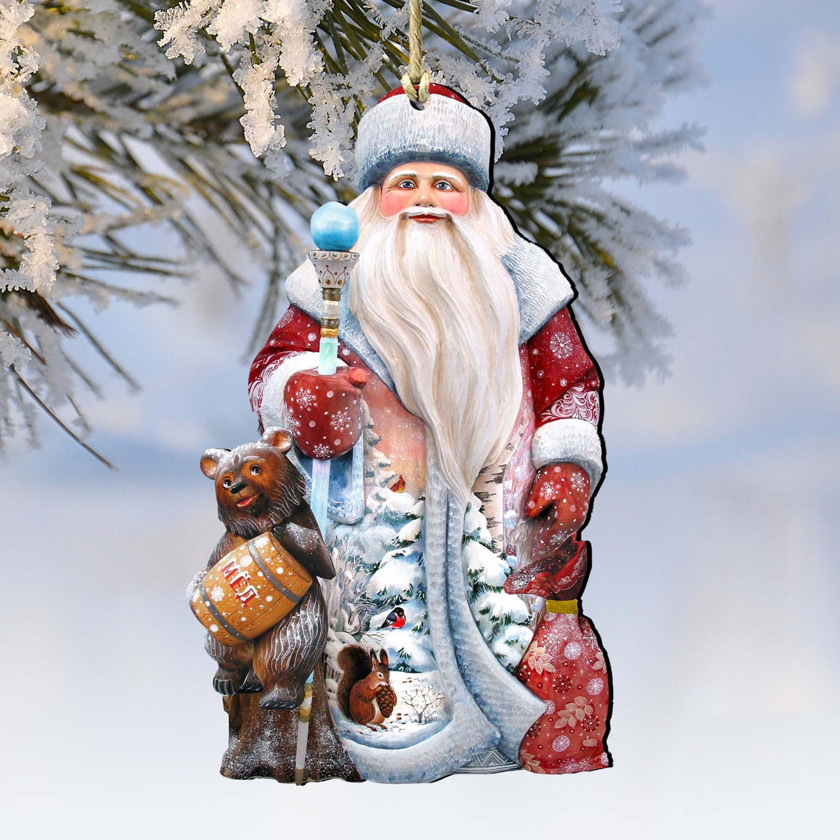 Honey Bear Christmas Wooden Ornaments by G. DeBrekht - Christmas Santa Snowman Decor - 8128811
