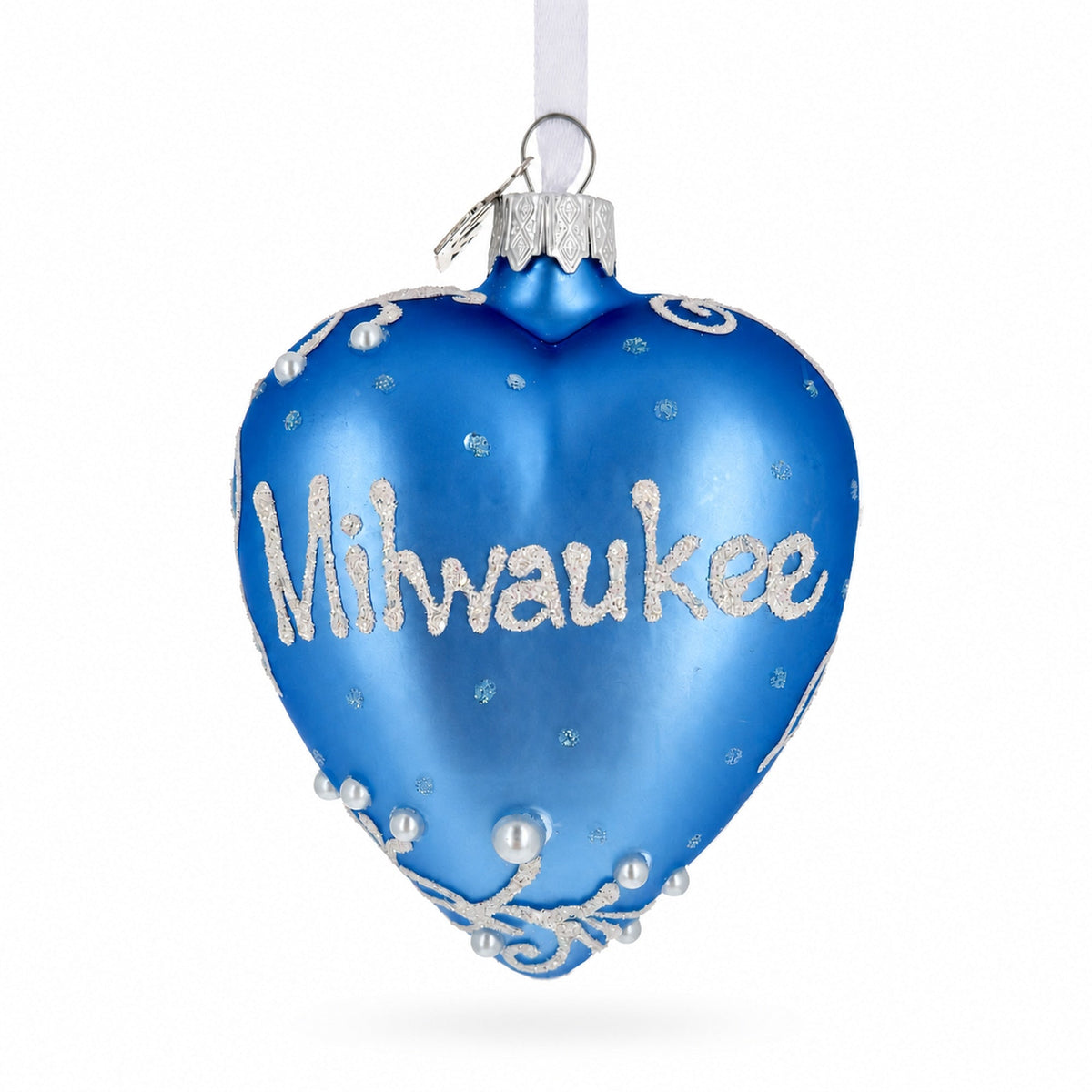 Milwaukee in my Heart Wisconsin Glass Christmas Ornament