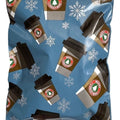 Christmas Coffee Cup Cappuccino Blue Poly Mailers Size 6x9 Shipping Bags