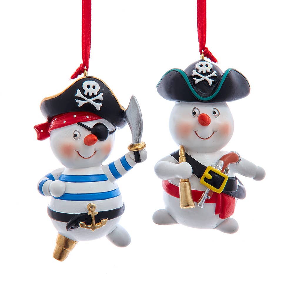 Christmas Ornament - Beach Pirate Snowman Coastal Holiday Decor 4" Resin