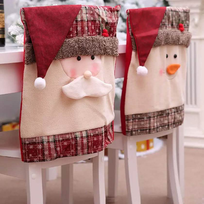 Christmas Santa Claus Snowman Chair Cover