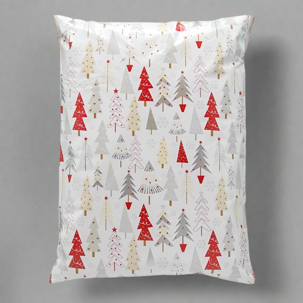 Christmas Trees Poly Mailers Size 14.5x19 White Christmas Shipping Bags