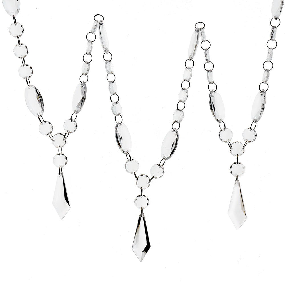 Clear Bead With Diamond Shape Drops Garland - 6 feet