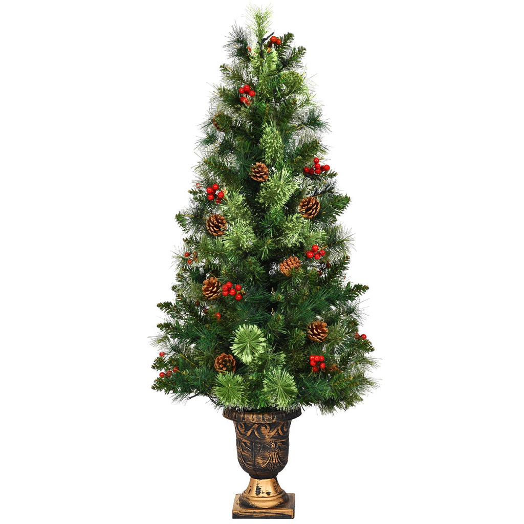 LED Christmas Tree with Red Berries Pine Cones