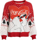 Coca Cola Heart Polar Bear Drinking Women's Ugly Christmas Sweater