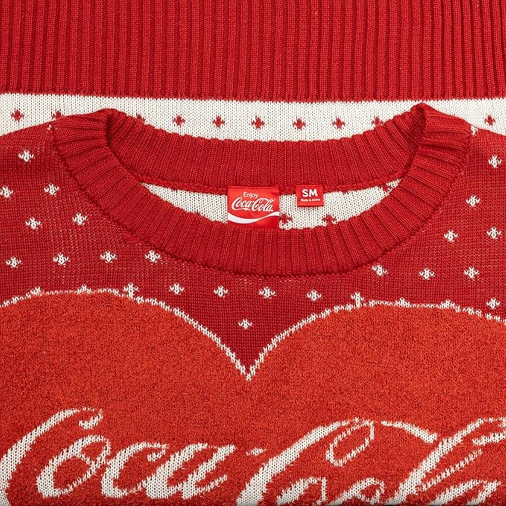 Coca Cola Heart Polar Bear Drinking Women's Ugly Christmas Sweater