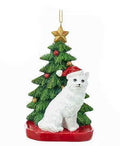 Cat with a Christmas Tree Ornament - White