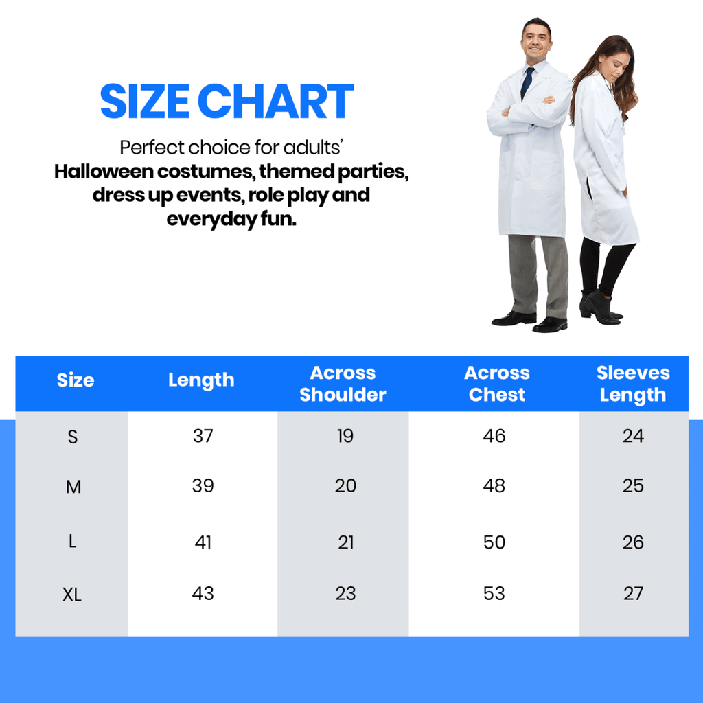 Dress Up America Adults Unisex Doctor Lab Coat, White, Customizable Lightweight, Machine-Washable, Costume, 3 Pockets