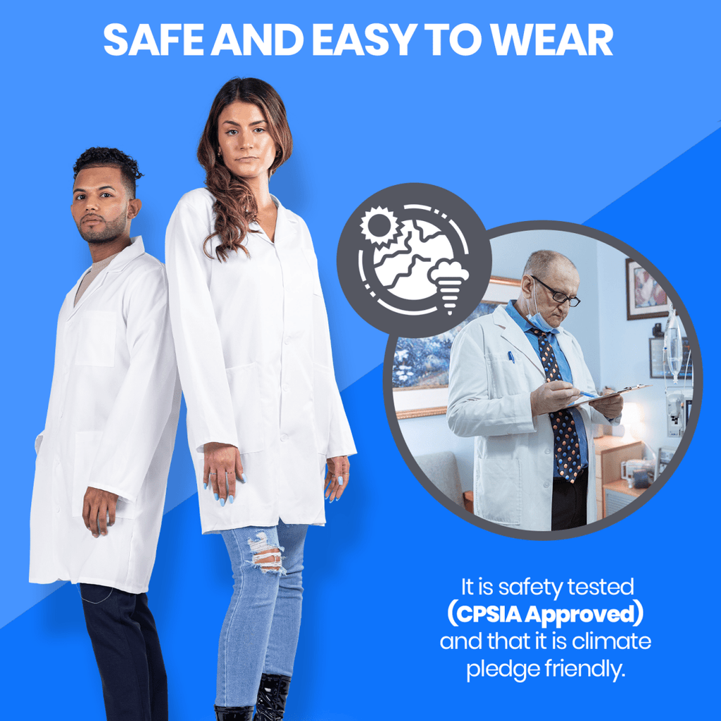 Dress Up America Adults Unisex Doctor Lab Coat, White, Customizable Lightweight, Machine-Washable, Costume, 3 Pockets