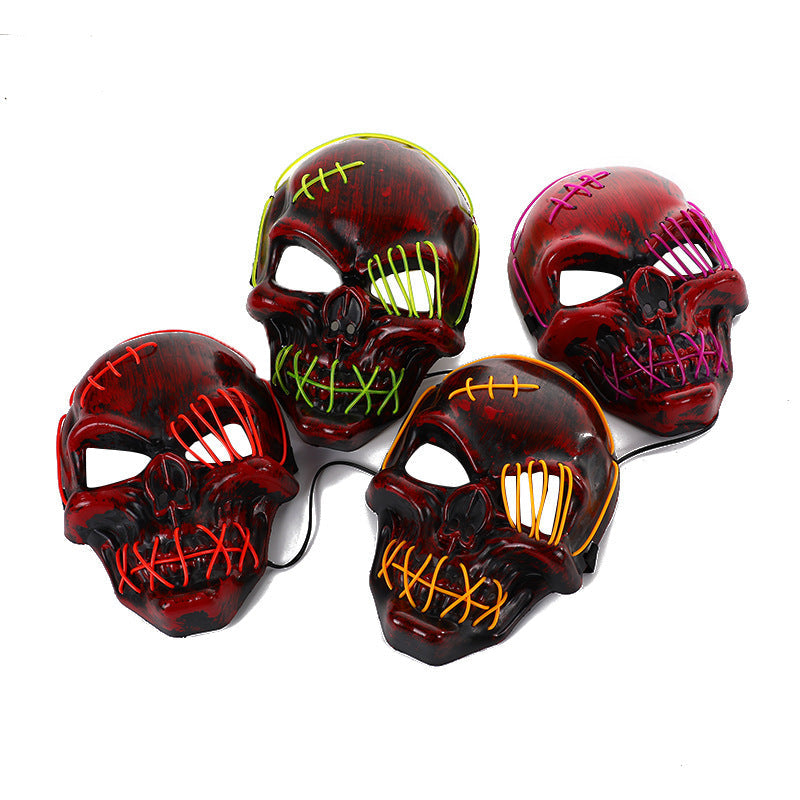 Halloween Scary One-Eyed Pirate Mask Cosplay Led Mask Adult Glowing Mask EL Wire Light Up For Halloween Festival Party Bar