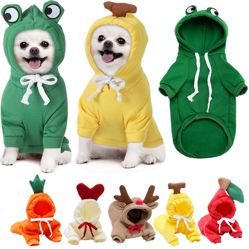Cute Fruit Dog Clothes for Small Dogs Hoodies Winter Warm
