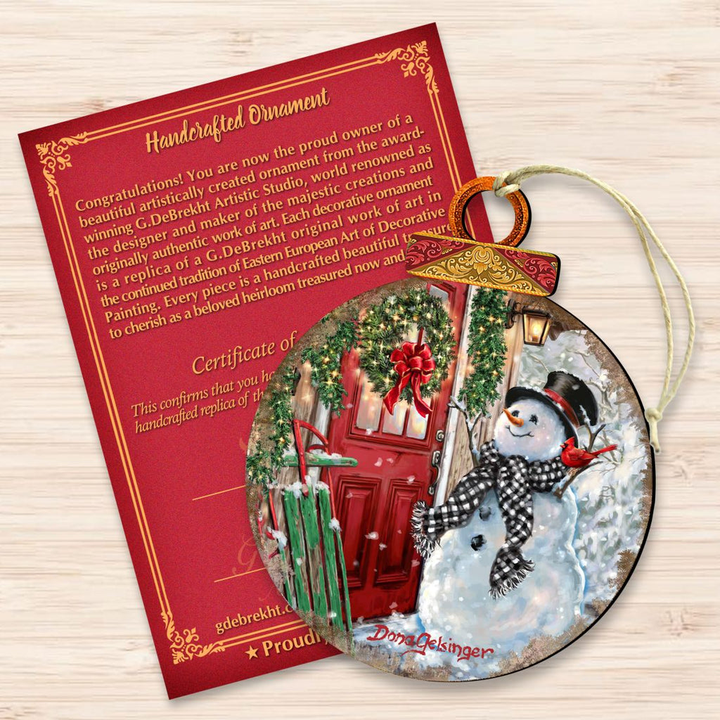Winter Arrival Snowman Wooden Ornaments by Gelsinger - Christmas Santa Snowman Decor - 8121127DG