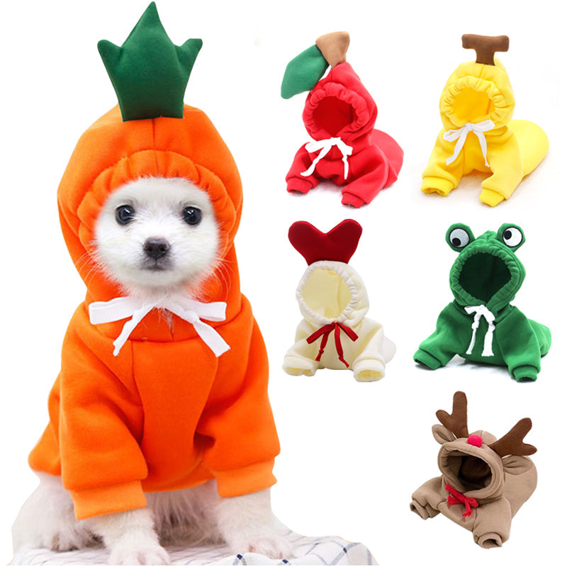 Cute Fruit Dog Clothes for Small Dogs Hoodies Winter Warm