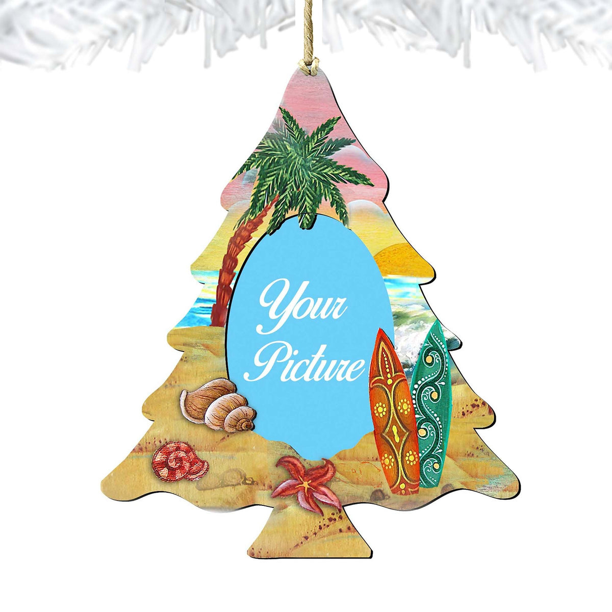 Coastal Christmas Tree Picture Frame Ornaments - Ornament for Photo - Coastal Holiday Decor - 8119186-3PF