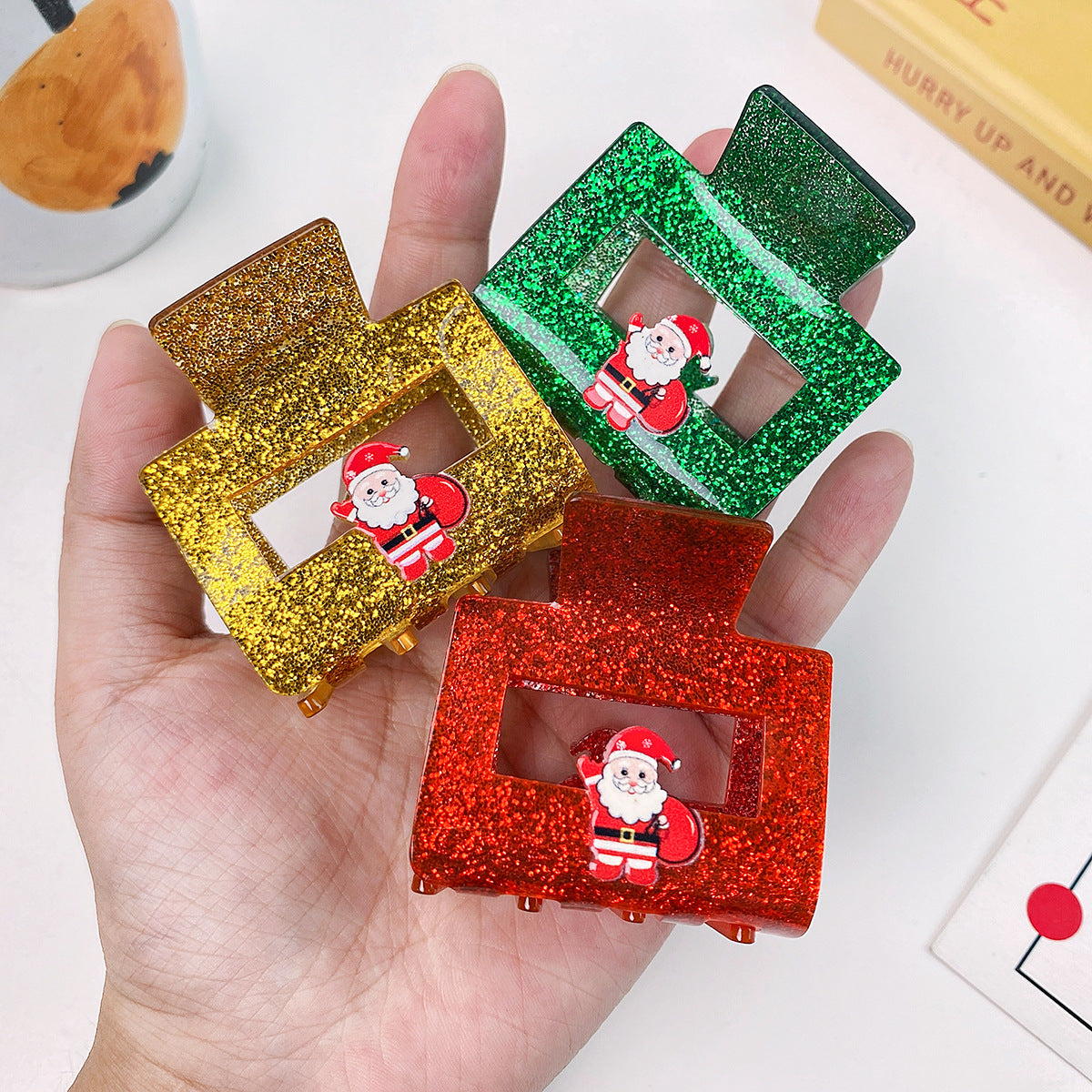 Christmas Hair Accessories Geometric Acrylic Glitter