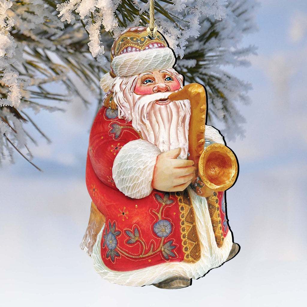 Jazzman Santa Wooden Ornaments by G. DeBrekht - Christmas Santa Snowman Decor - 8116211