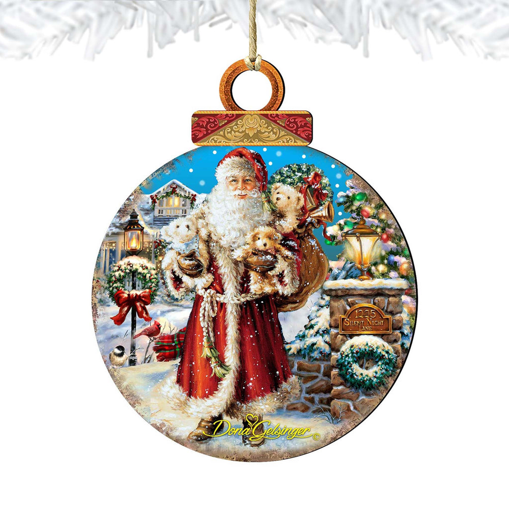 Silent Night Santa Wooden Ornaments by Gelsinger - Christmas Santa Snowman Decor - 8021116-1315