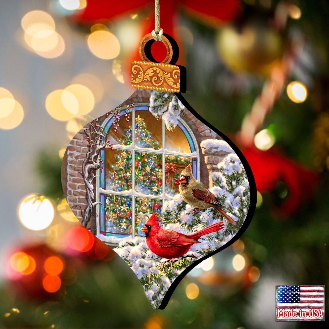 Winter House Cardinals Wooden Ornaments by Gelsinger - Christmas Decor - 8031110-1318