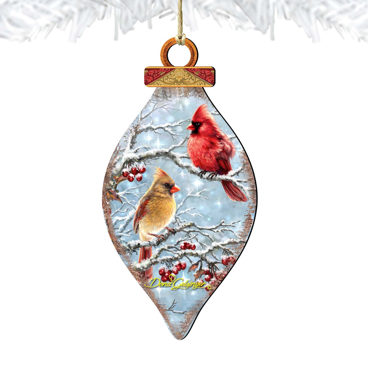 Winter Cardinals Cone Wooden Ornaments - Tree Ornament by Gelsinger - Christmas Decor - 8041110-1843