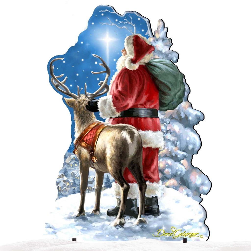 Starry Night Santa Christmas Outdoor Decor by D. Gelsinger - Christmas Santa Snowman Decor - 8461020F-1713