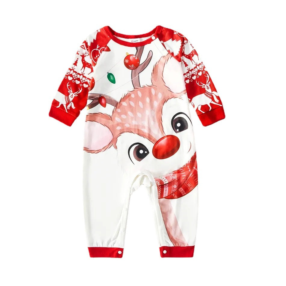 New Fashion Casual Christmas Print Home Wear Parent Child Set