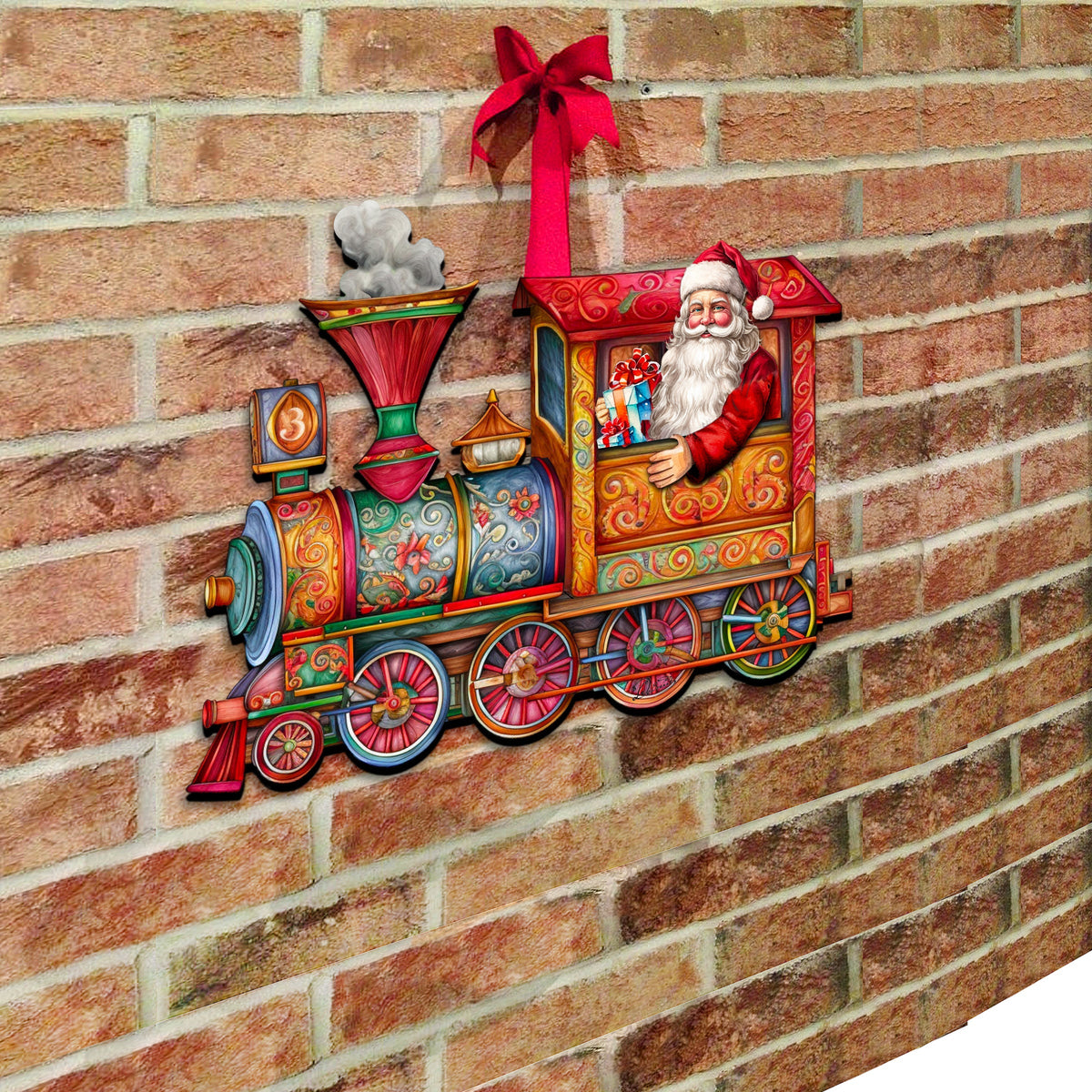Santa's Train Holiday Door Decor by G. Debrekht - Christmas Santa Snowman Decor - 8611090H