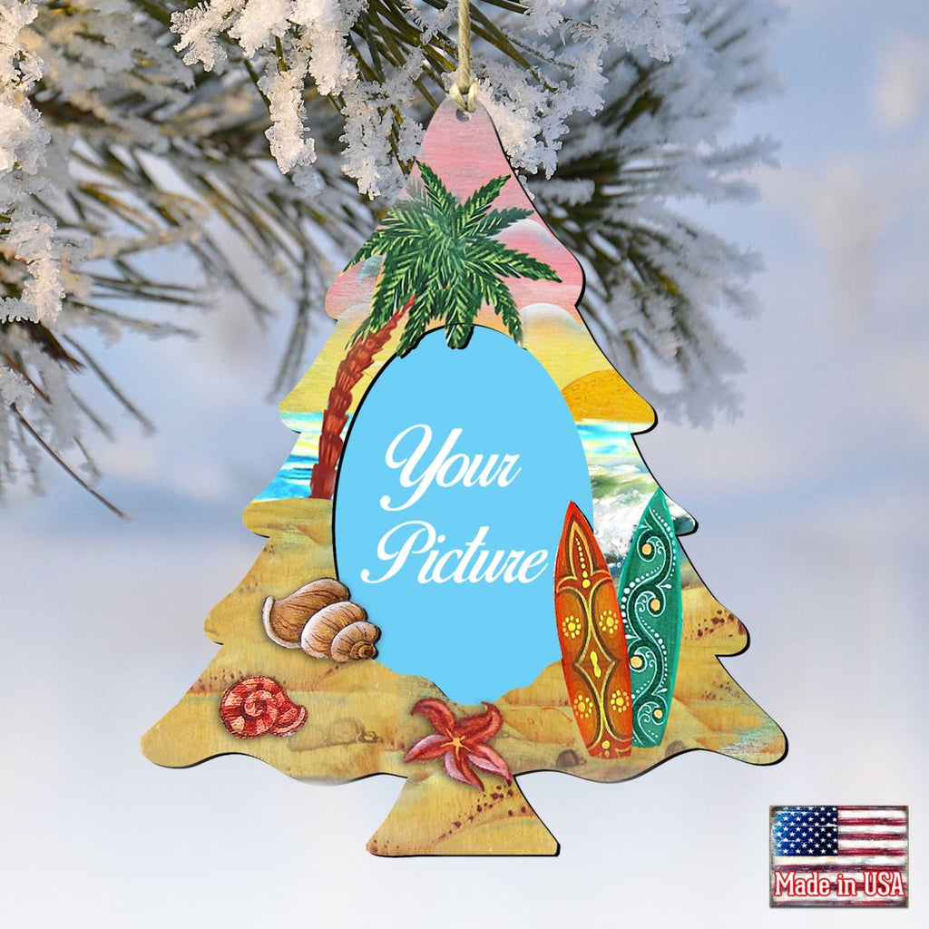 Coastal Christmas Tree Picture Frame Ornaments - Ornament for Photo - Coastal Holiday Decor - 8119186-3PF