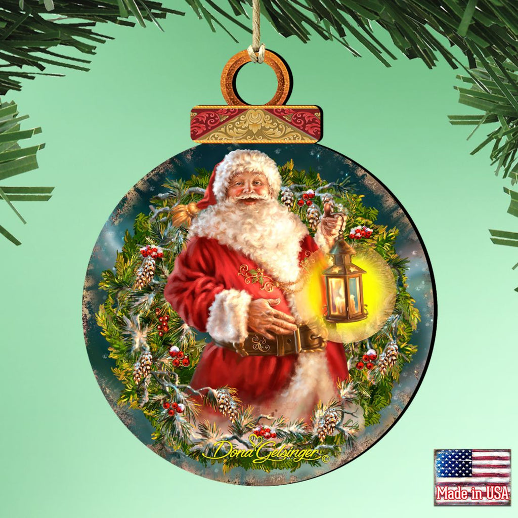 Enchanted Christmas Wreath Wooden Ornaments by Gelsinger - Christmas Santa Snowman Decor - 8021051-1003